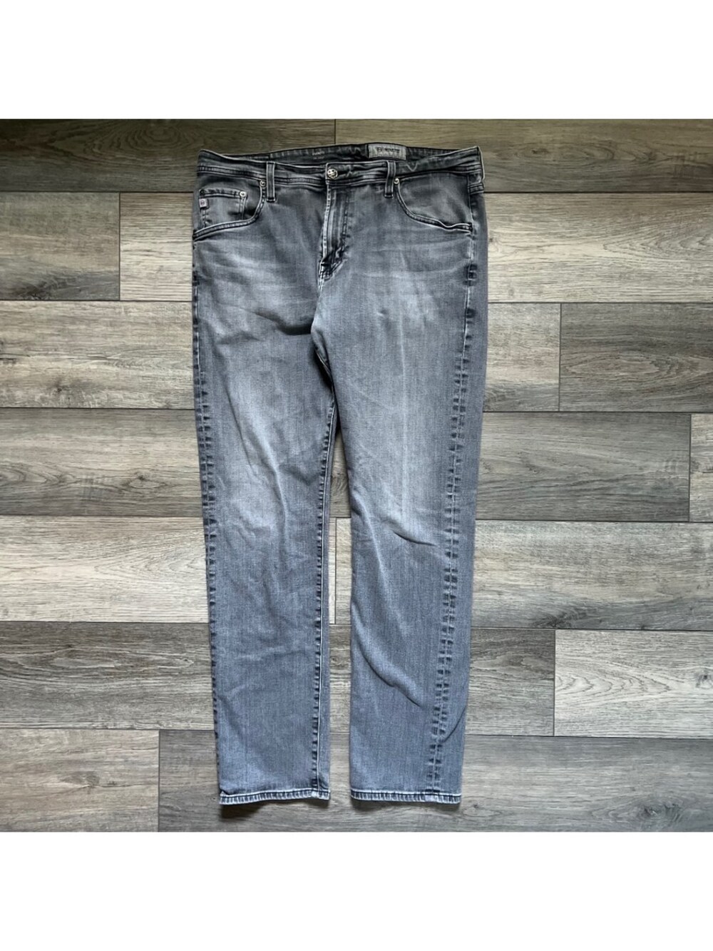 AG Adriano Goldschmied Men's 38x32 Everett Slim Straight Gray Stretch Jeans
